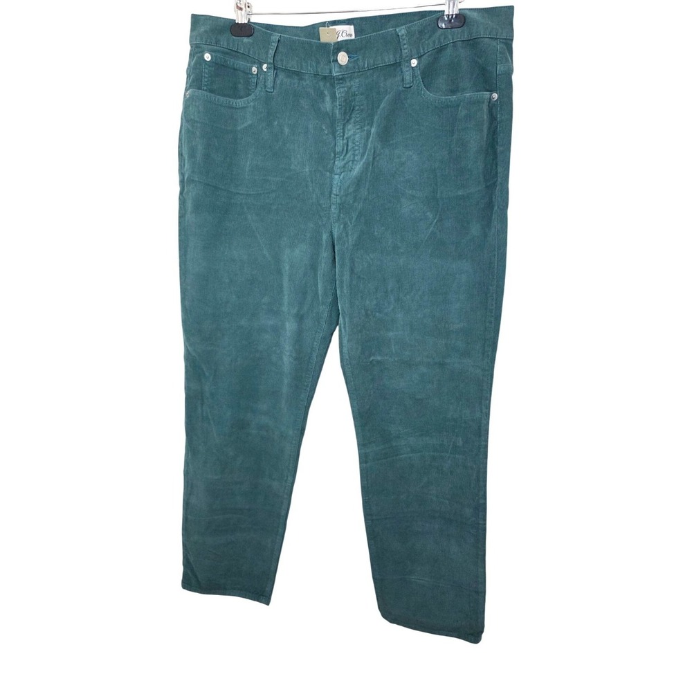 VTG J.Crew Women's Teal Corduroy Pants Size 34 Regular Fit Soft Fabric NEW